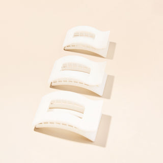 Coconut White Medium Flat Rectangle Hair Clip, TELETIES - A Blissfully Beautiful Boutique