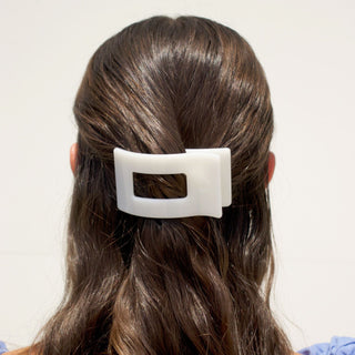 Coconut White Small Flat Rectangle Hair Clip, TELETIES - A Blissfully Beautiful Boutique