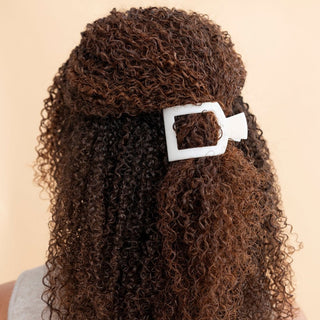Coconut White Small Flat Square Hair Clip, TELETIES - A Blissfully Beautiful Boutique