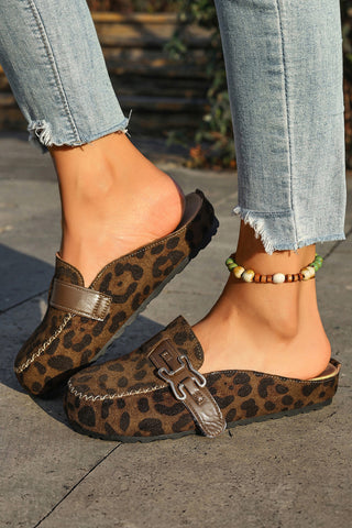 Coffee Faux Suede Cute Buckle PU Leather Strap Mule Slippers, Dear-Lover Dropshipping - A Blissfully Beautiful Boutique
