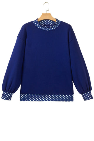 Burgundy Colorblock Polka Dot Contrast Trim Oversized Sweatshirt