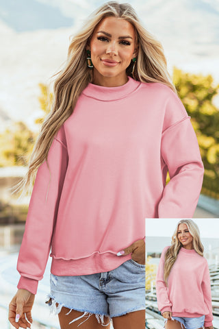 Bright Green Oversize Drop Shoulder Reversible Mock Neck Sweatshirt