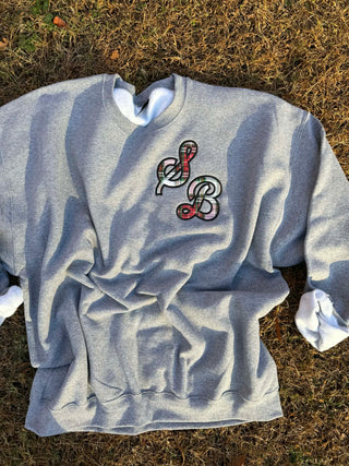 Sporty Script Monogram Applique Embroidered Sweatshirt, Merch Girls - A Blissfully Beautiful Boutique