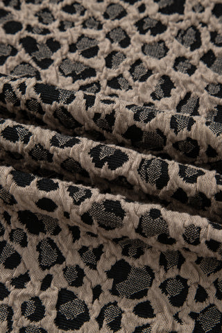 Khaki Leopard Print Textured Plus Size T Shirt, Dear-Lover Dropshipping - A Blissfully Beautiful Boutique