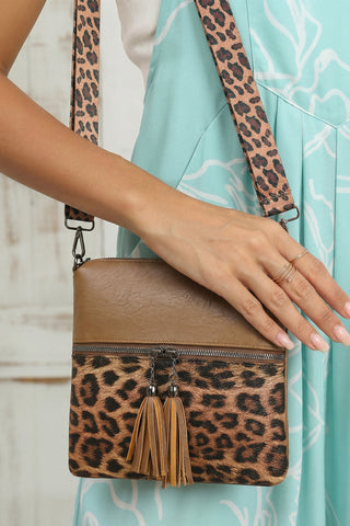 Coffee Leopard Contrast PU Leather Single Shoulder Mini Bag, Dear-Lover Dropshipping - A Blissfully Beautiful Boutique