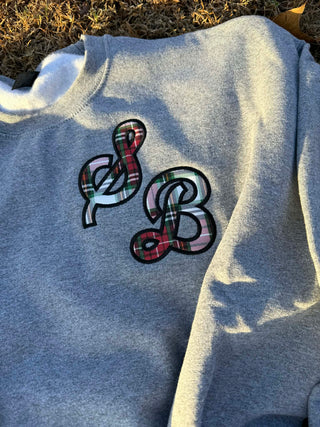 Sporty Script Monogram Applique Embroidered Sweatshirt, Merch Girls - A Blissfully Beautiful Boutique