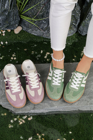 Pink Eyelet PU Leather Patchwork Color Pop Sneakers, Dear-Lover Dropshipping - A Blissfully Beautiful Boutique