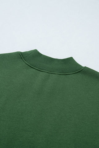 Evergreen Plaid Sleeve Colorblock Loose Tunic Sweatshirt