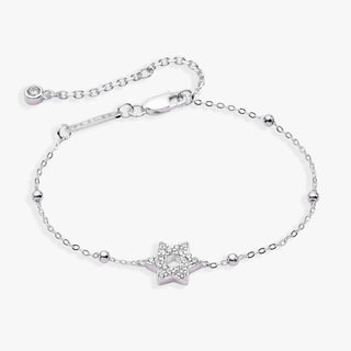 Star of David Delicate Pave Beaded Chain Bracelet