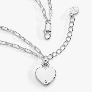 Heart Charm Double Paperclip Chain Bracelet