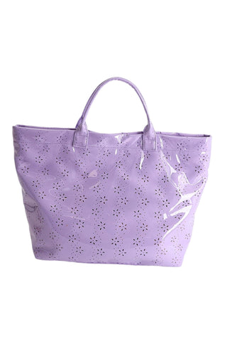 Orchid Eyelet Flower Pattern PVC Glossy Waterproof Tote Bag, Dear-Lover Dropshipping - A Blissfully Beautiful Boutique