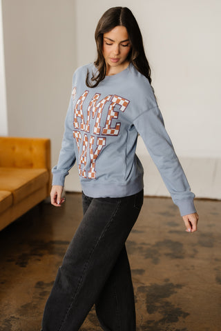 Sleet GAME DAY Checkered Letter Graphic Oversize Sweatshirt, Dear-Lover Dropshipping - A Blissfully Beautiful Boutique
