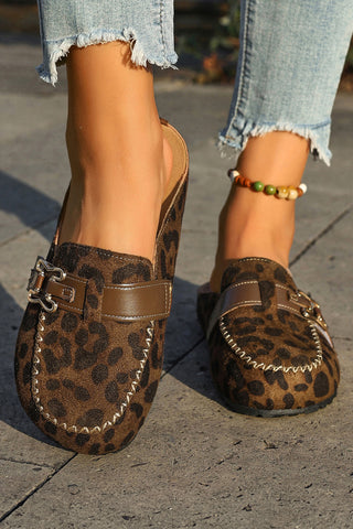 Coffee Faux Suede Cute Buckle PU Leather Strap Mule Slippers, Dear-Lover Dropshipping - A Blissfully Beautiful Boutique