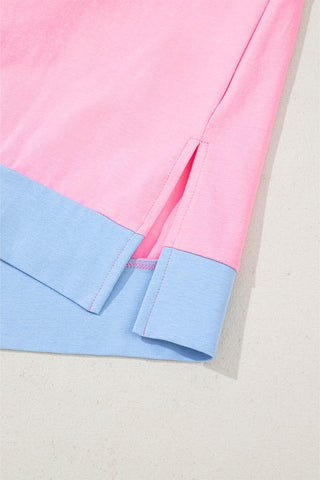 Myosotis Two Tone Half Buttons Collared T Shirt, A Blissfully Beautiful Boutique - A Blissfully Beautiful Boutique