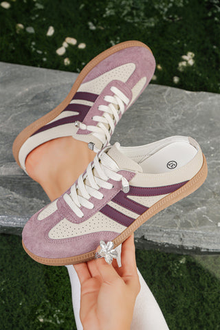 Pink Eyelet PU Leather Patchwork Color Pop Sneakers, Dear-Lover Dropshipping - A Blissfully Beautiful Boutique