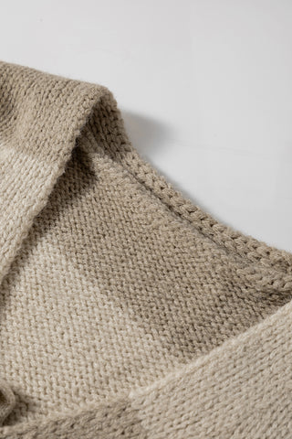 Khaki Striped Color Block Brushed Knit Bow Tie Front Sweater Cardigan