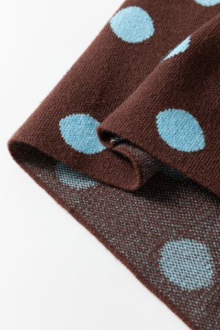 Brown Polka Dot Button Down Dropped Shoulder Shift Cardigan
