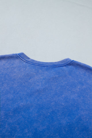 Sky Blue Patriot Star Patched Notched Neck Mineral Washed Tee, Dear-Lover Dropshipping - A Blissfully Beautiful Boutique