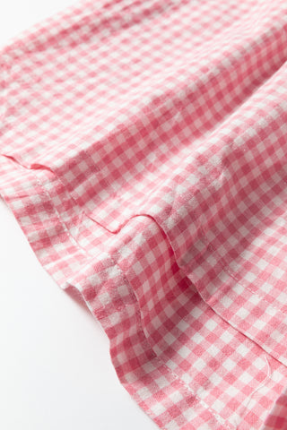 Pink Contrast Trim Plaid Print Plus Size Shorts, Dear-Lover Dropshipping - A Blissfully Beautiful Boutique