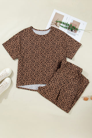 Brown Plus Size Leopard Loose Top Pleated Pants Set, Dear-Lover Dropshipping - A Blissfully Beautiful Boutique