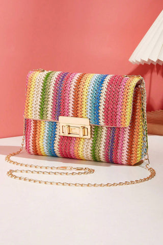 Multicolour Bohemian Woven Gold Chain Shoulder Bag, Dear-Lover Dropshipping - A Blissfully Beautiful Boutique