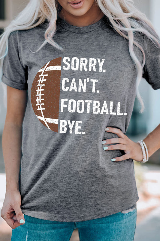 Gray American Football Graphic Casual T Shirt