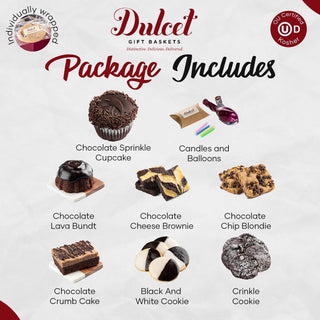 Chocolate Birthday Collection Gift Basket, Dulcet Gift Baskets - A Blissfully Beautiful Boutique