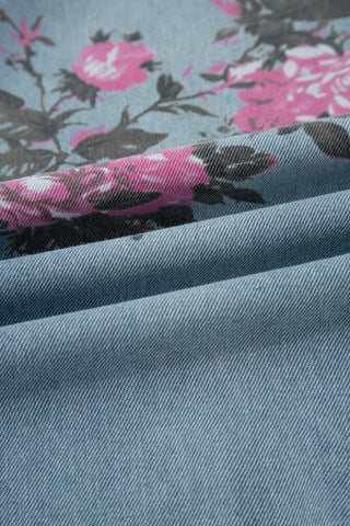 Sky Blue Garden Floral Print Bootcut Jeans, Dear-Lover Dropshipping - A Blissfully Beautiful Boutique