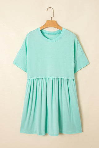 Moonlight Jade Solid Color Pocketed Raw Edge Babydoll Dress, A Blissfully Beautiful Boutique - A Blissfully Beautiful Boutique