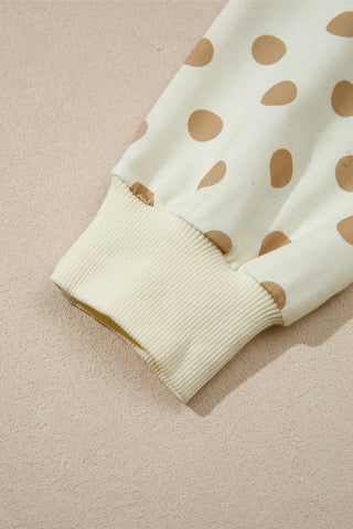 Orange Polka Dot Hooded Long Sleeve Top Casual Mini Skort Set