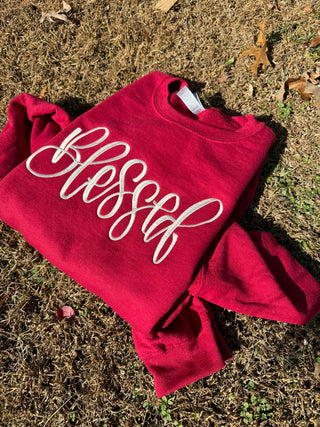 Blessed Embroidered Sweatshirt, Merch Girls - A Blissfully Beautiful Boutique