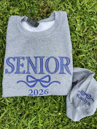 Senior Engraved Coquette Embroidered Shirt with Year and Name, Merch Girls - A Blissfully Beautiful Boutique