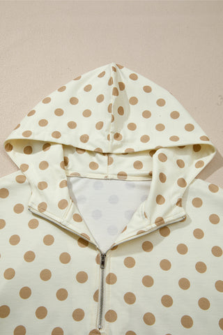 Orange Polka Dot Hooded Long Sleeve Top Casual Mini Skort Set