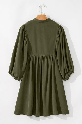 vineyard green dress Vineyard Green Corduroy Snap Buttons Empire Waist Bracelet Sleeve Dress