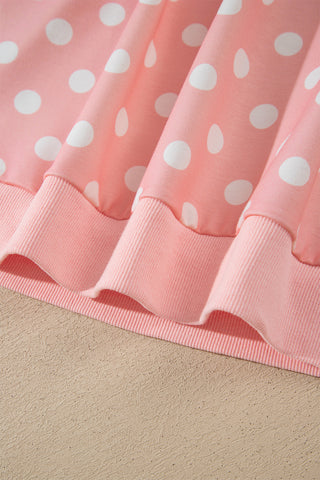 Orange Polka Dot Hooded Long Sleeve Top Casual Mini Skort Set