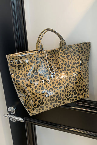 Brown Leopard PU Leather Water Proof Tote Bag, Dear-Lover Dropshipping - A Blissfully Beautiful Boutique