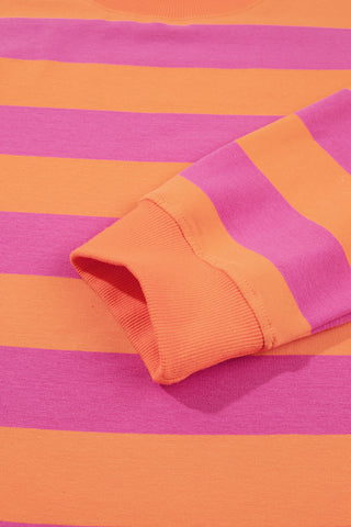 Rose Stripe Colorblock Mock Neck Relaxed Sweatshirt