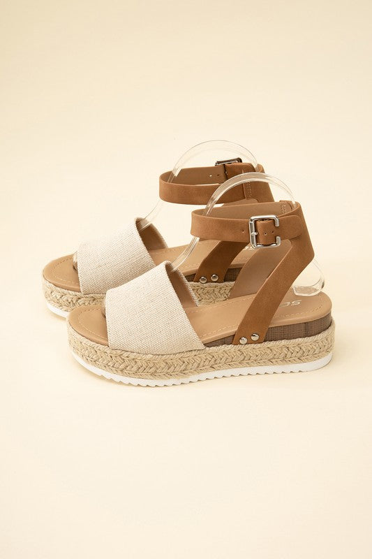 Soda Women Wedge Sandals Open Toe Ankle Strap Flatform Espadrilles Trim  Platform Topic-S Rose Nude Pink 7 - Walmart.com