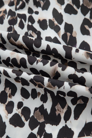 Multicolour Leopard Print Contrast Trim Button Split Neck Plus Long Sleeve Top, Dear-Lover Dropshipping - A Blissfully Beautiful Boutique