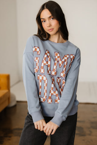 Sleet GAME DAY Checkered Letter Graphic Oversize Sweatshirt, Dear-Lover Dropshipping - A Blissfully Beautiful Boutique