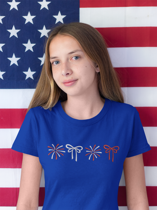Coquette Bows and Fireworks Embroidered Shirt | QUICK SHIP, Merch Girls - A Blissfully Beautiful Boutique