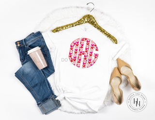 Hearts Valentine's Monogram Graphic Tee, Merch Girls - A Blissfully Beautiful Boutique