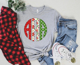 Holiday Trio Monogram Graphic Tee, Merch Girls - A Blissfully Beautiful Boutique