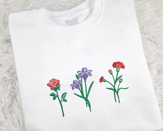 Birth Month Flower Embroidered Sweatshirt (up to 3 flowers), Merch Girls - A Blissfully Beautiful Boutique