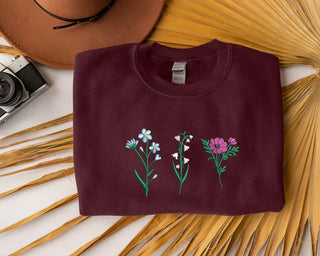 Birth Month Flower Embroidered Sweatshirt (up to 3 flowers), Merch Girls - A Blissfully Beautiful Boutique