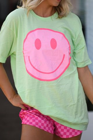 *ON SALE* RTS Pink Distressed Smiley Tee