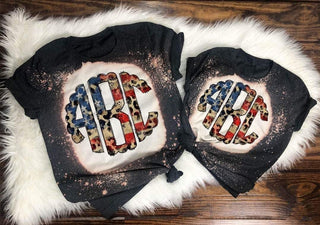 Leopard USA Flag Monogram Graphic Tee, Merch Girls - A Blissfully Beautiful Boutique