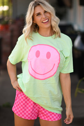 *ON SALE* RTS Pink Distressed Smiley Tee