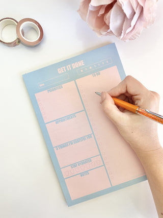 Blue & Pink Large Daily Notepad