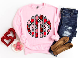 Valentine's Checkered Monogram Graphic Tee, Merch Girls - A Blissfully Beautiful Boutique